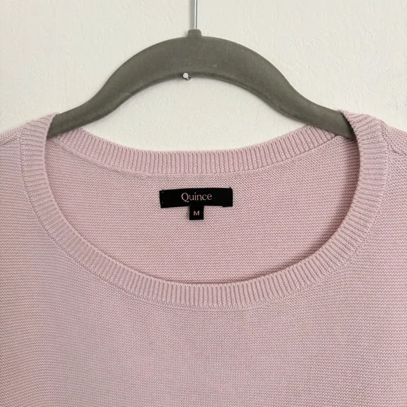 Quince Dolman Sweater Crew Cotton Cashmere Link Stitch Sugar Stone Sz M - Picture 6 of 16